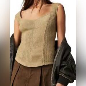 Free People Boss Babe Tank Sz Large Color Moss
